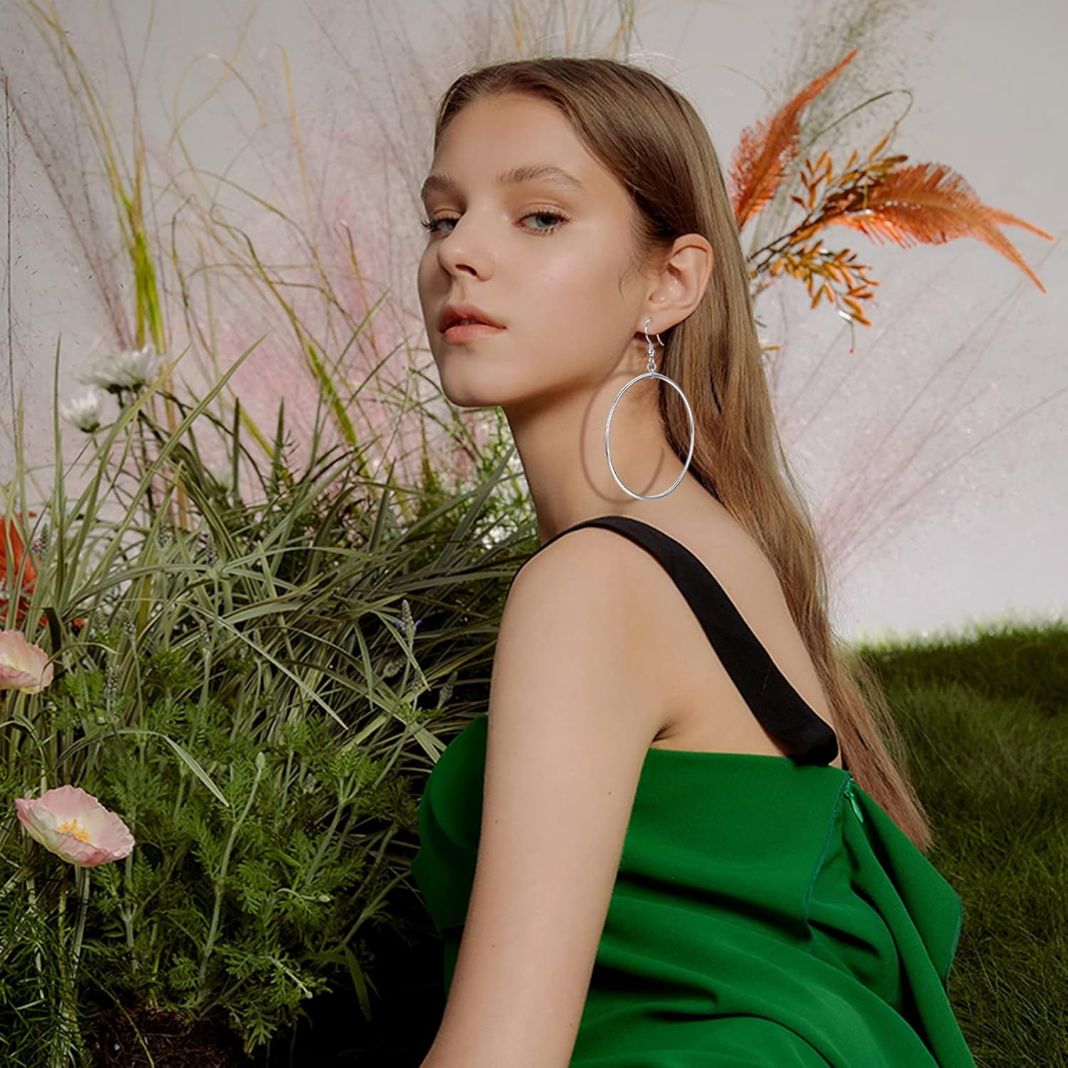 POPLYKE Sterling Silver/Rose Gold/Gold Plated Large Hoop Earrings Circle Dangle Drop Earrings for Women 40 50 60 70 80mm - Image 2