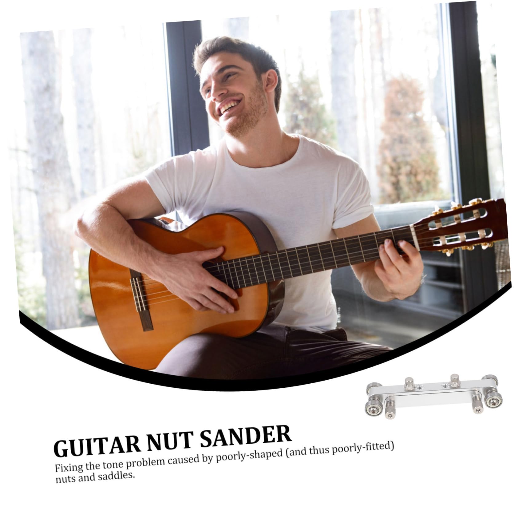 Herramienta Luthier para Guitarra Pulidor Ajustable para Silla y Cejuela Plata Lijadora Precisa para Trabajo Hueso Plástico y Compuesto Facilita Pulido para Guitarras y Bajos