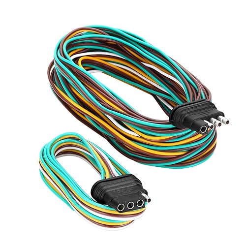 LIMICAR - Arnés de cableado de remolque de 25 pies, kit de arnés de cableado de remolque con kit de cableado de remolque de 4 pines, cable de