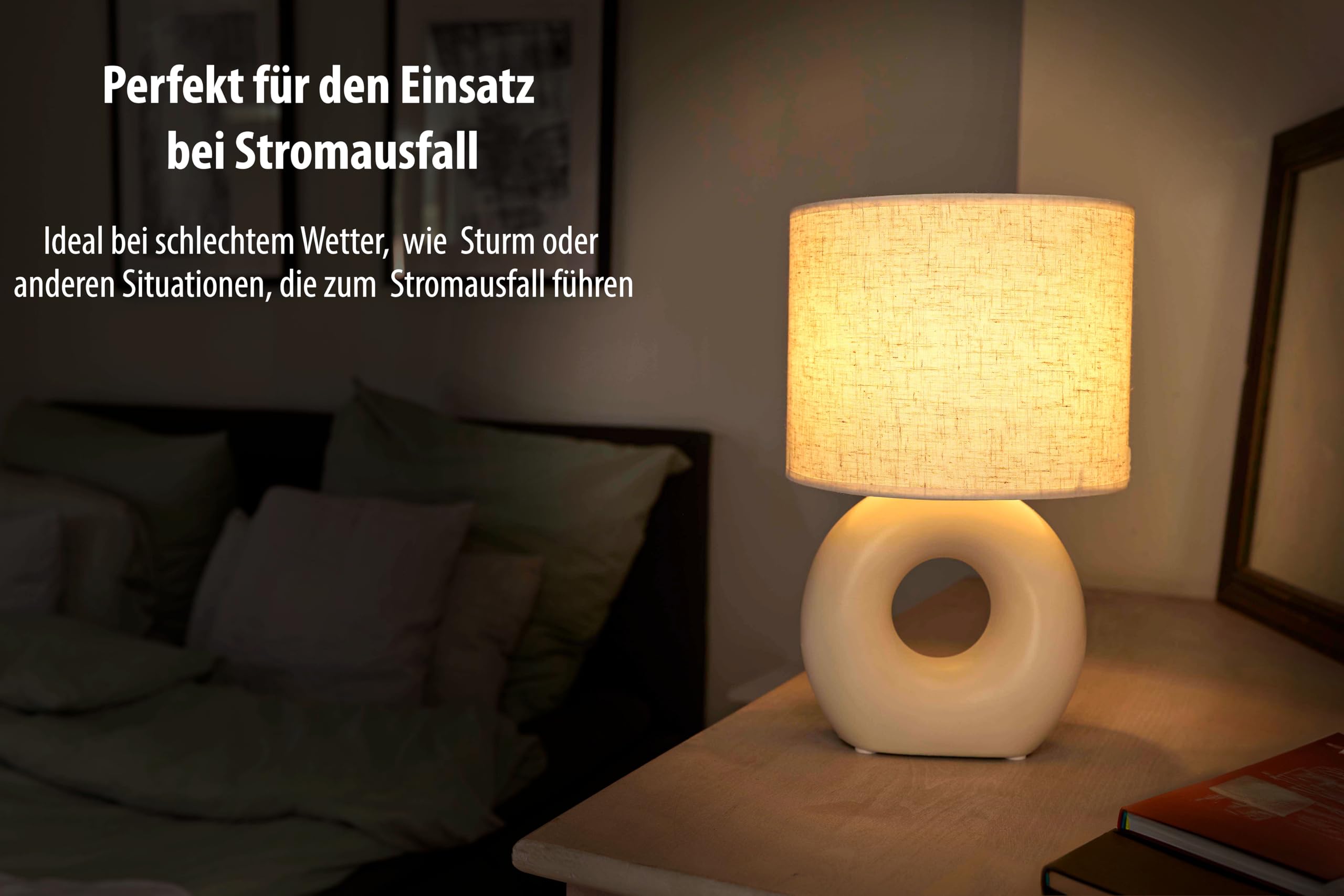 Northpoint LED Batterie Tischleuchte Innen & Außen mit Timerfunktion IP44 Warmweißes Licht 3000K Kabellos Wetterfest (beige-weiß)