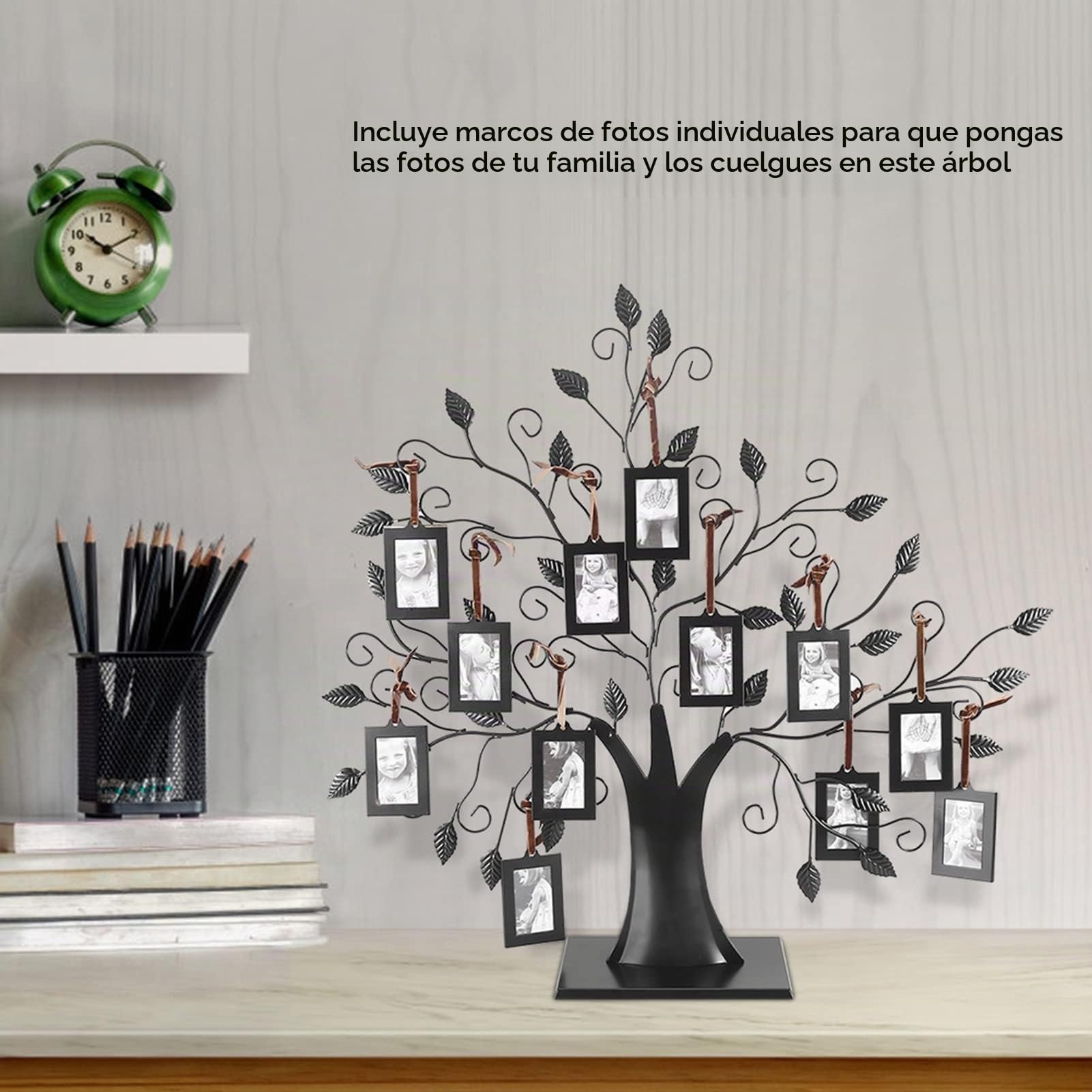 Ejoyous Marco de fotos de árbol genealógico, moderno árbol familiar para 12 fotos, marco de fotos familiar personalizado, para decoración de escritorio, jóvenes, niñas, hombres