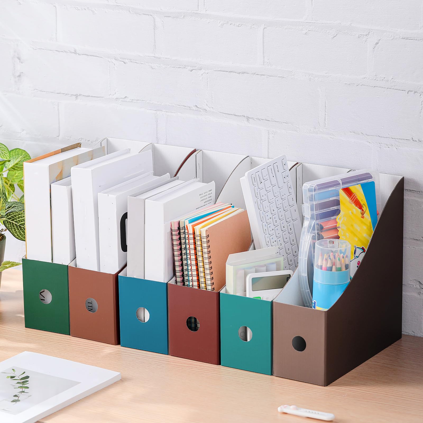 Colarr Zeitschriftenhalter aus Karton, 12 Farben, Zeitschriftenhalter, Zeitschriftenaufbewahrung, Büroordner, Organizer, Aktenordner, Mülleimer für Zuhause, Büro, Schule, Schreibtischbedarf (frische