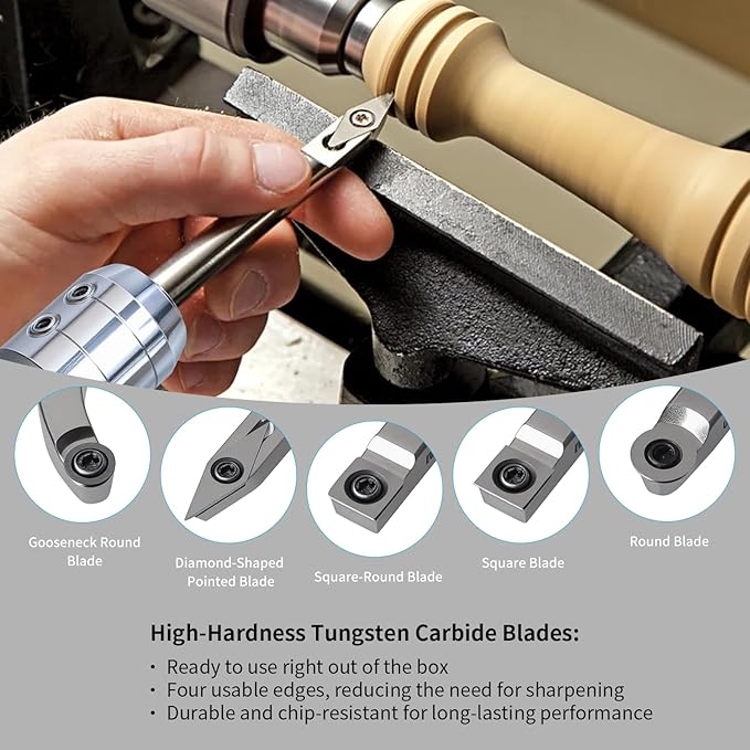 Kit de Herramientas para Torno de Madera RUITOOL con Lijadora de Tazones miniatura 2
