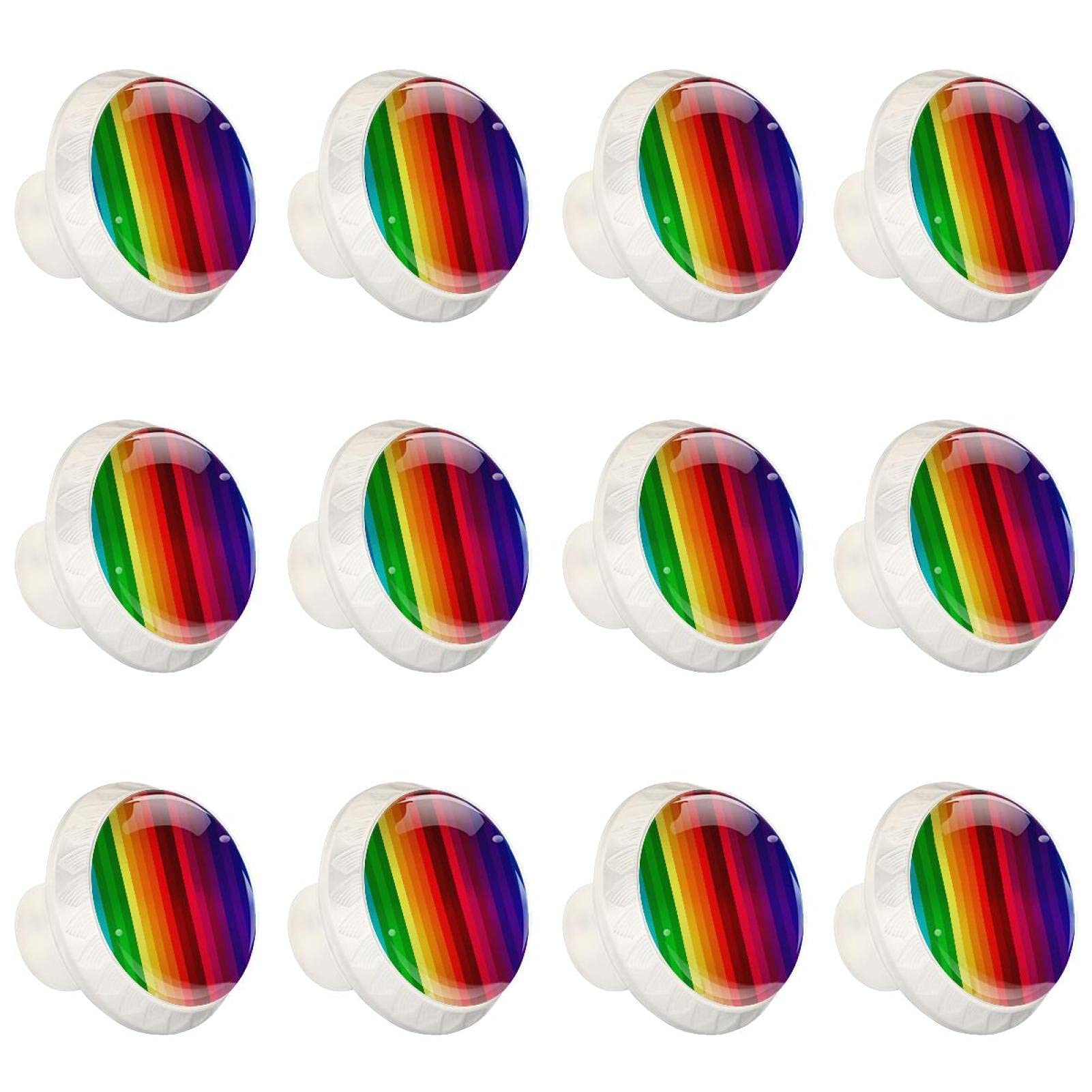 Boutons de tiroir peinture arc-en-ciel ronds décoratifs lot de 12