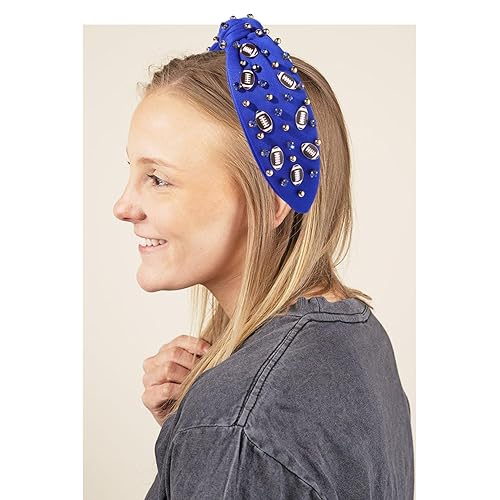 Miniatura 2 de mokkia Diadema de fútbol para mujer, accesorios de fútbol para mamá, con diamantes de imitación de cristal, diadema ancha con nudo superior,