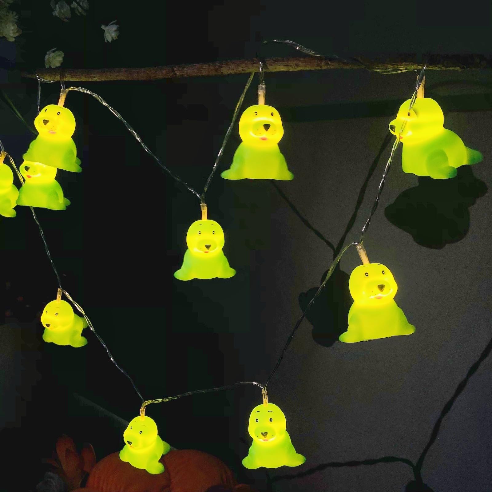 Vinyl Sea Lion Fairy Lights, 3M 20LEDs Seal String Lights USB/Battery Powered Sea Animal String Lights 2 Control Modes Shining Bulb Hanging Lights for Children's Room Decor (Green Seal) โ image 1