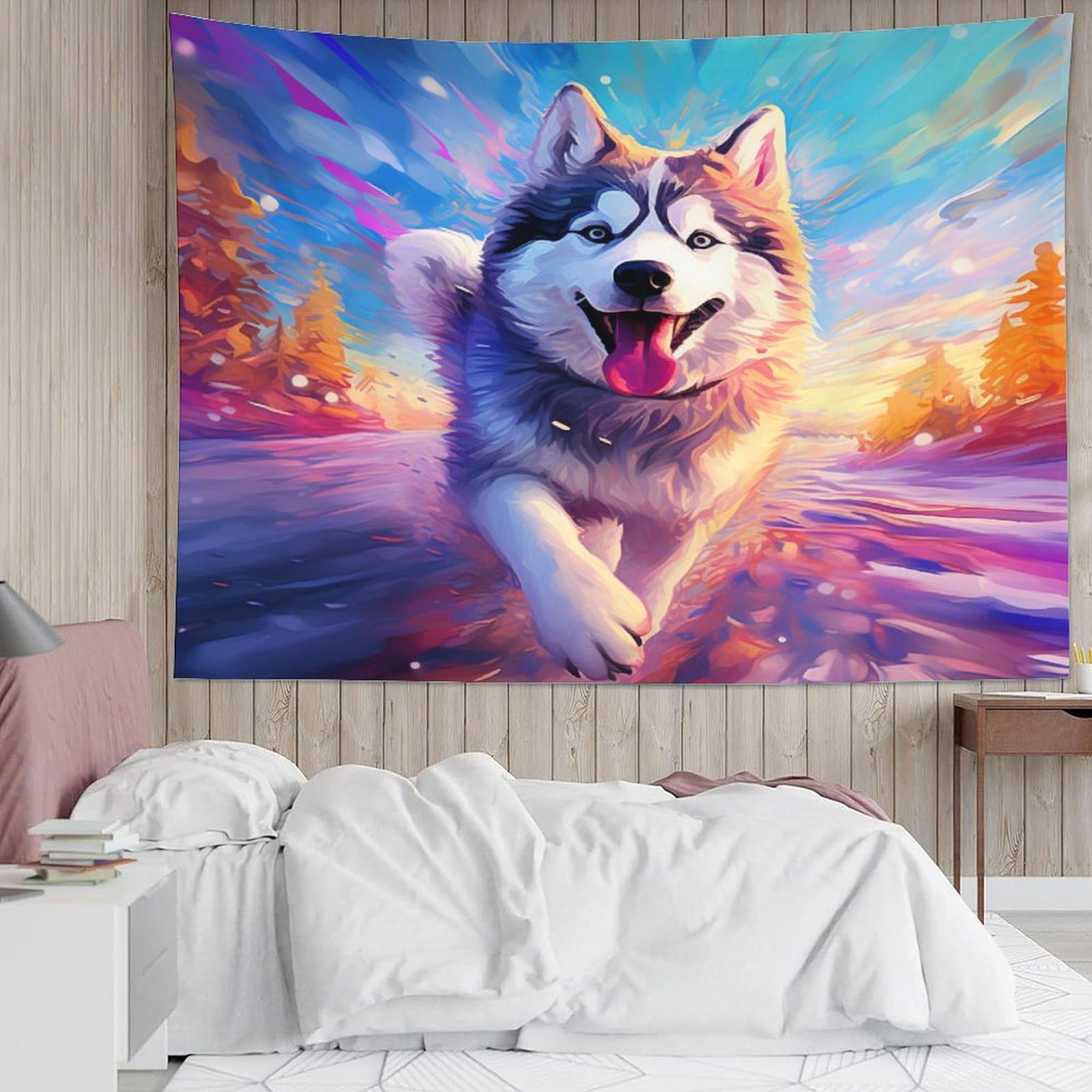Tenture Murale 3D Husky – 150 X 200 Cm, Polyester Doux, Décoration Chambre Enfant, Salon, Dortoir Ou Rideau