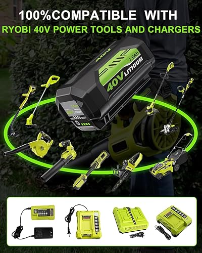 Miniatura 4 de HOCHSTERN Reemplazo actualizado de 7.5 Ah para batería Ryobi de 40 V OP40601 compatible con batería de iones de litio Ryobi de 40 voltios OP4050