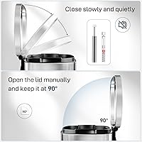 Vista 59 de Arlopu 8 Gallon Step Trash Can, Stainless Steel Garbage Bin, Soft-Close Rubbish Bin with Removable Plastic Inner Bucket, Fingerprint-Proof, Lid Grey