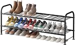LINZINAR Raquette longue 2 Rangement Tier Shoe Organisateur Étagère de chaussures métallique large pour la chambre d'entrée du placard 18 Paris Grande Capacité, Blanc