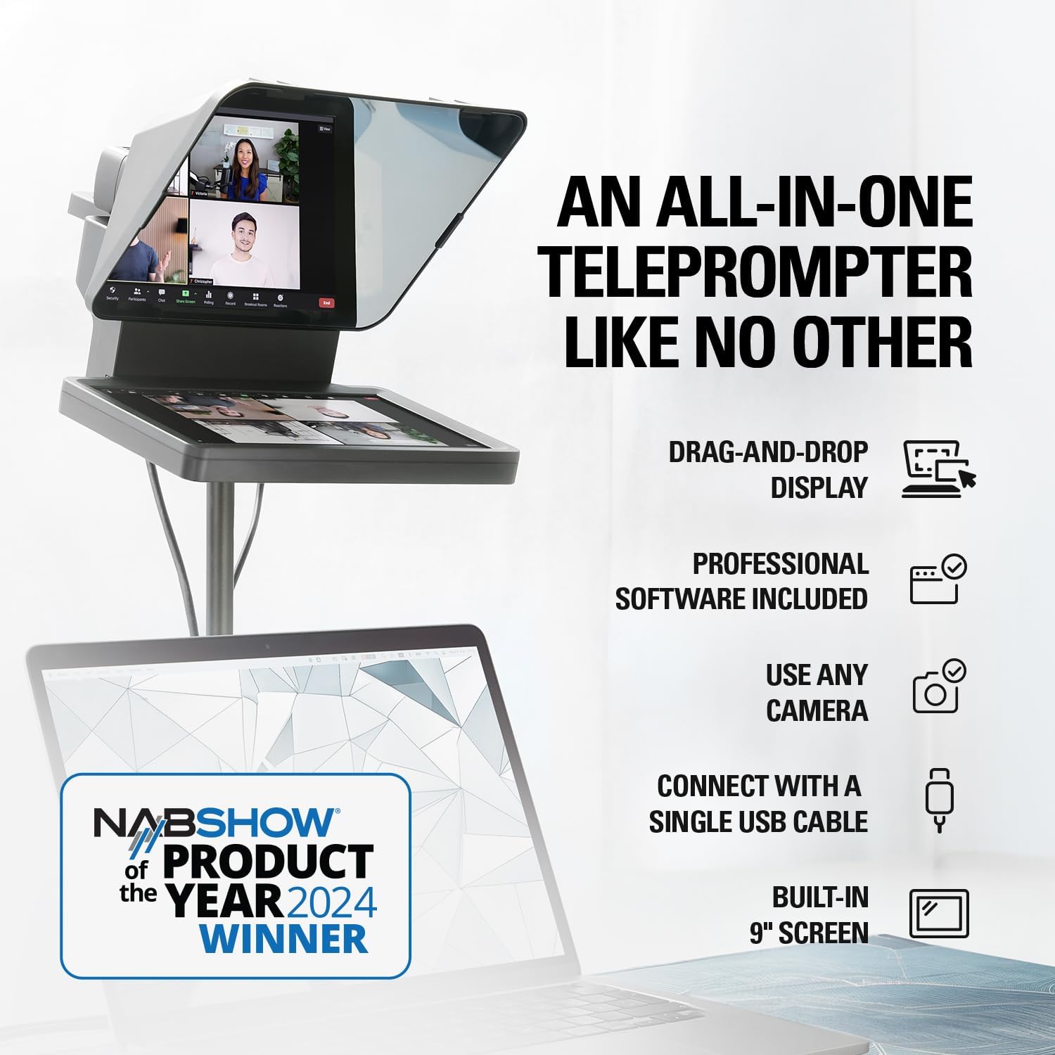 Elgato Prompter Camera Set - Premium Teleprompter with Full HD Webcam, HDR Enabled, Perfect for Streaming, Presenting, Video Calls, Compatible with OBS, Zoom, Teams, and More, Works with PC/Mac