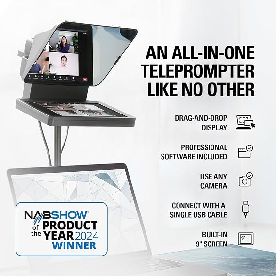 Elgato Prompter Camera Set - Premium Teleprompter with Full HD Webcam, HDR Enabled, Perfect for Streaming, Presenting, Video Calls, Compatible with OBS, Zoom, Teams, and More, Works with PC/Mac