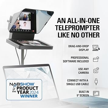 Elgato Prompter Camera Set - Premium Teleprompter with Full HD Webcam, HDR Enabled, Perfect for Streaming, Presenting, Video Calls, Compatible with OBS, Zoom, Teams, and More, Works with PC/Mac