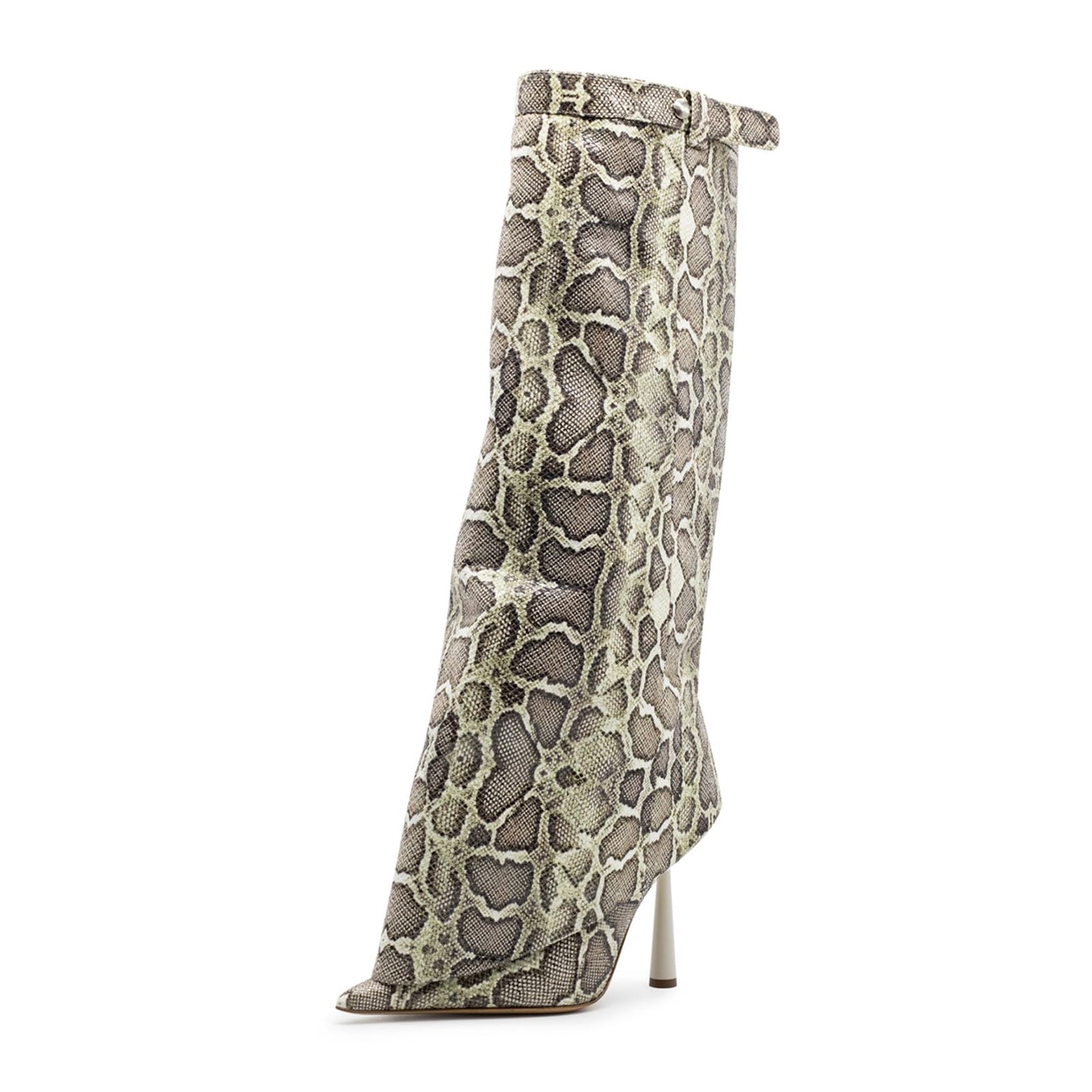 Goolita Fold Over Boots For Women Pointed Toe Stiletto Heel Knee High Boots Fashion Comfortable Slip On Tall