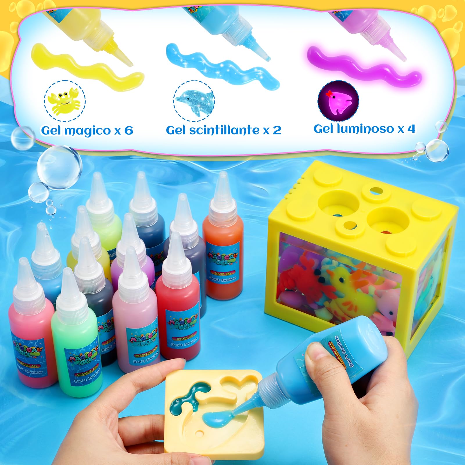 Wootoyz Magico Water Elfo, Kit Gel Acqua Bambini Giochi Bambina Bambino 4 5 7 8 Anni Regalo Bambina Bambino 4 5 6 7 8 Anni Creativi Giocattolo Educativo Kit Pittura Bambini con 12 Colori e 12 Forme