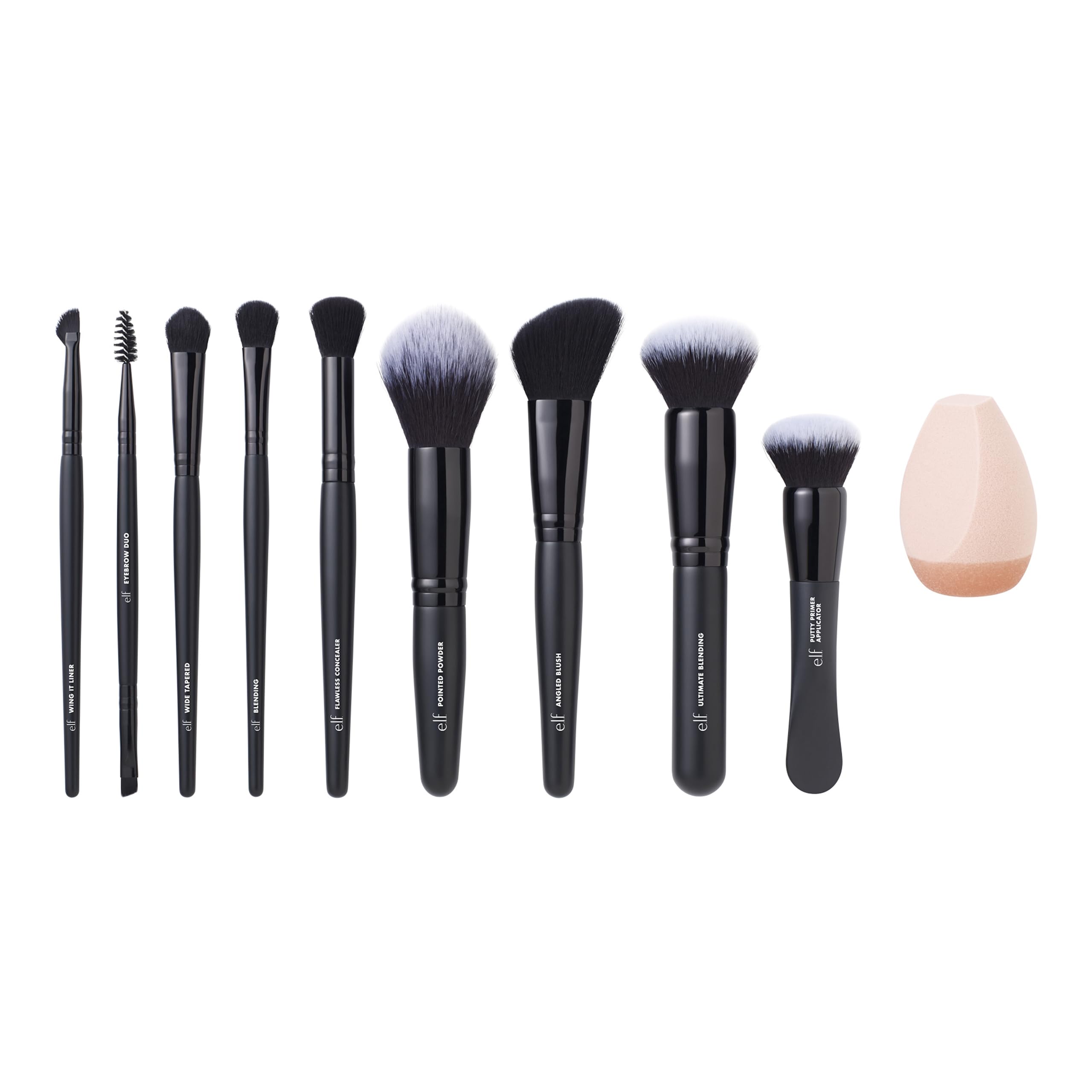 e.l.f.Ten Out Of Ten Brush Set, 10 Piece Brush Kit, Brushes For Face Makeup, Eyes, Brows & More, Made With Synthetic Bristles, Vegan & Cruelty-Free