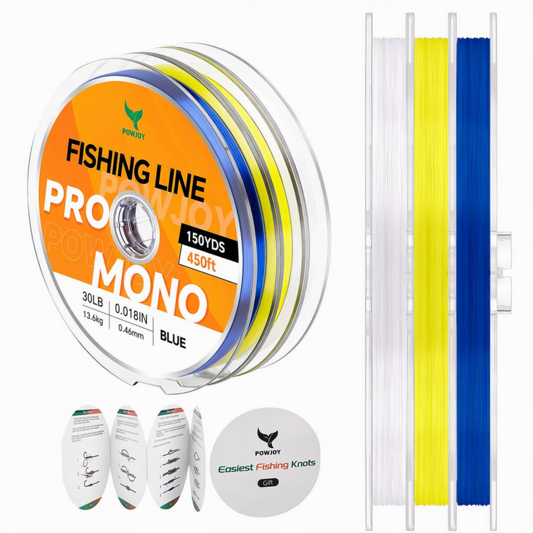Monofilament Fishing Line with Knot Guide Cards for Beginners to Pro