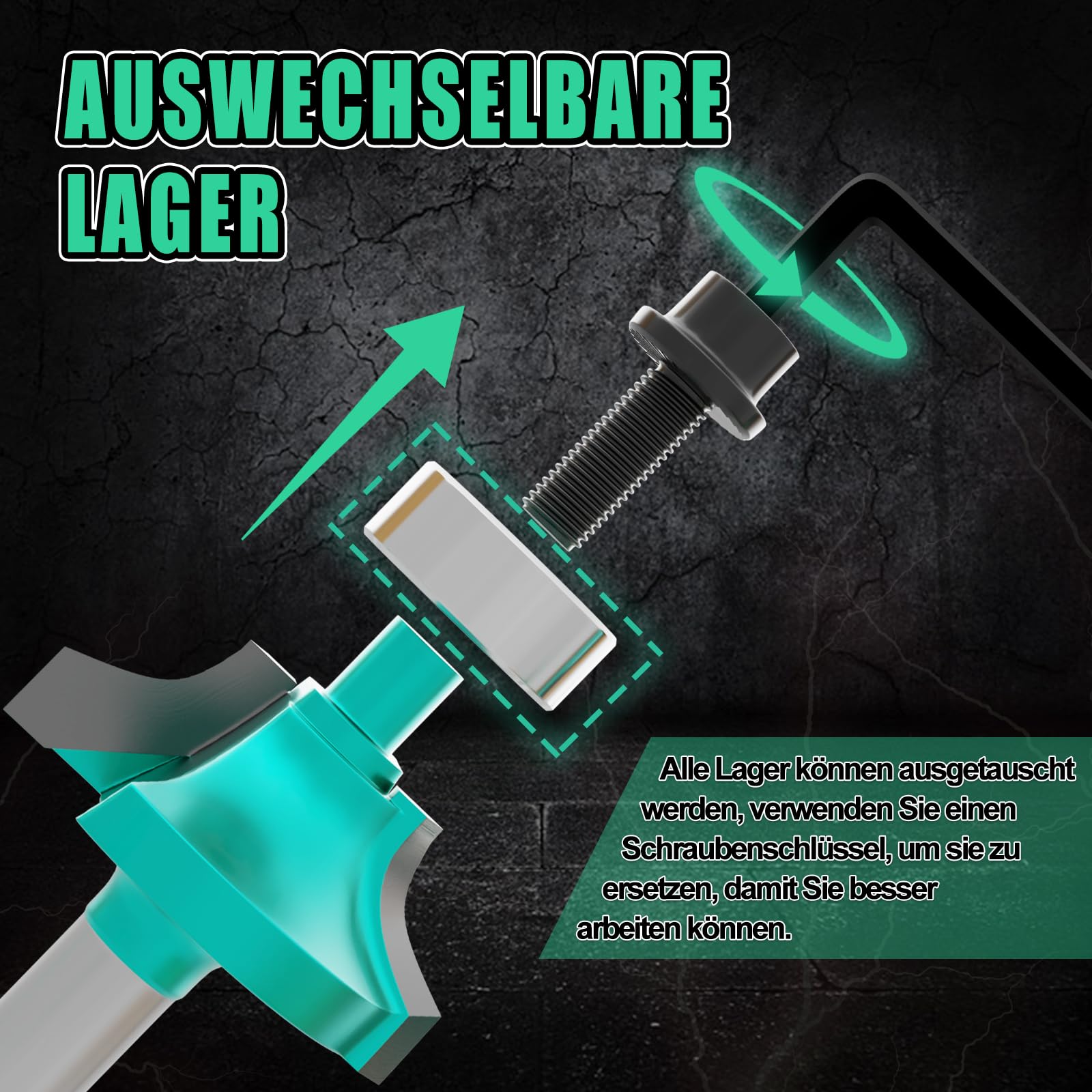 CSOOM 30-teiliges professioneller Fräser-Set für Holzbearbeitung mit Ersatzlagern, geeignet für 8mm Schaft, Hartlegierungsklingen, Holzbearbeitungswerkzeuge, verpackt in stabilen Holzkisten
