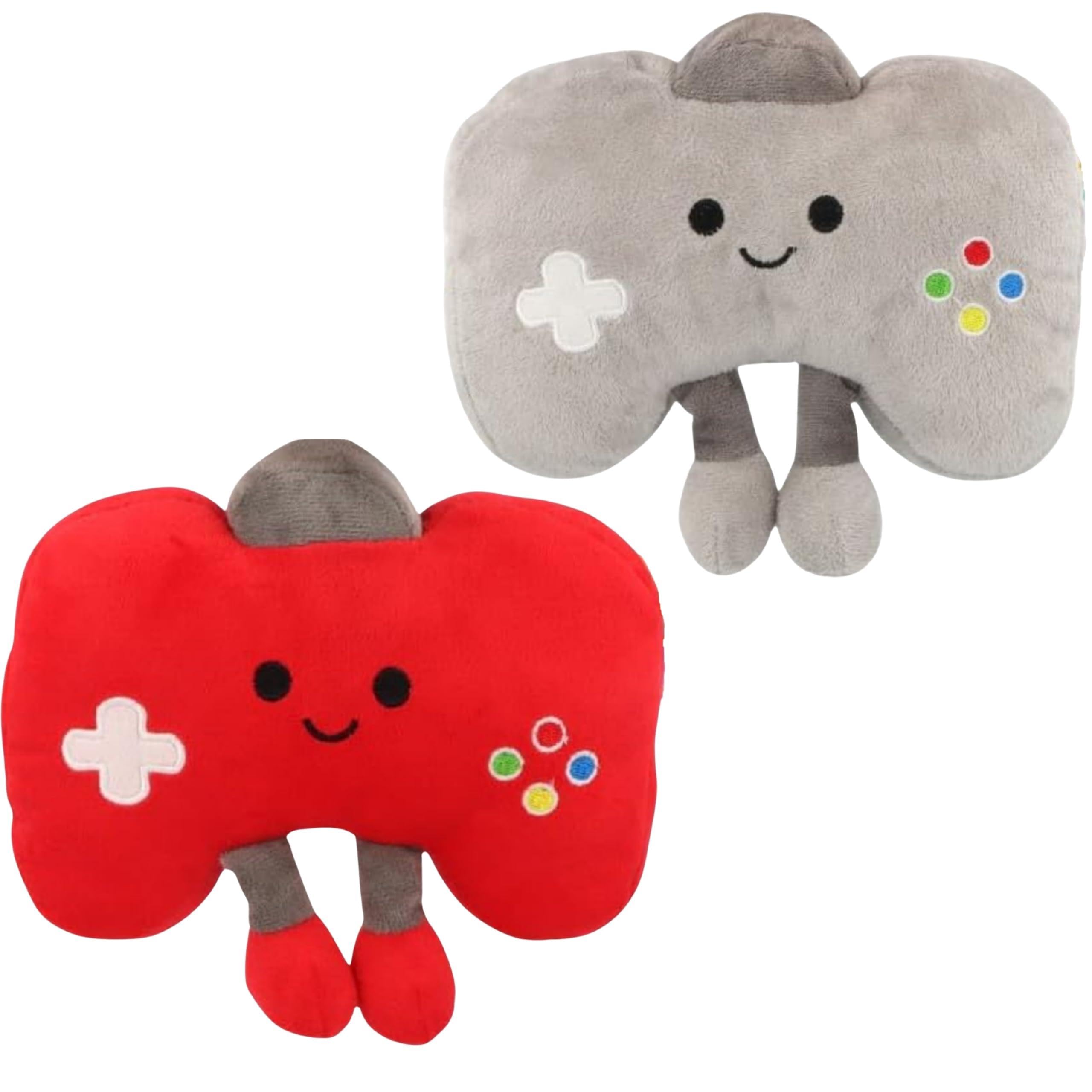 SRV Hub 2 Pack Grey & Red Gaming Controller Plush Toys, Soft Stuffed Plush Cushions, Gamer Gift Set for Children Ages 3+
