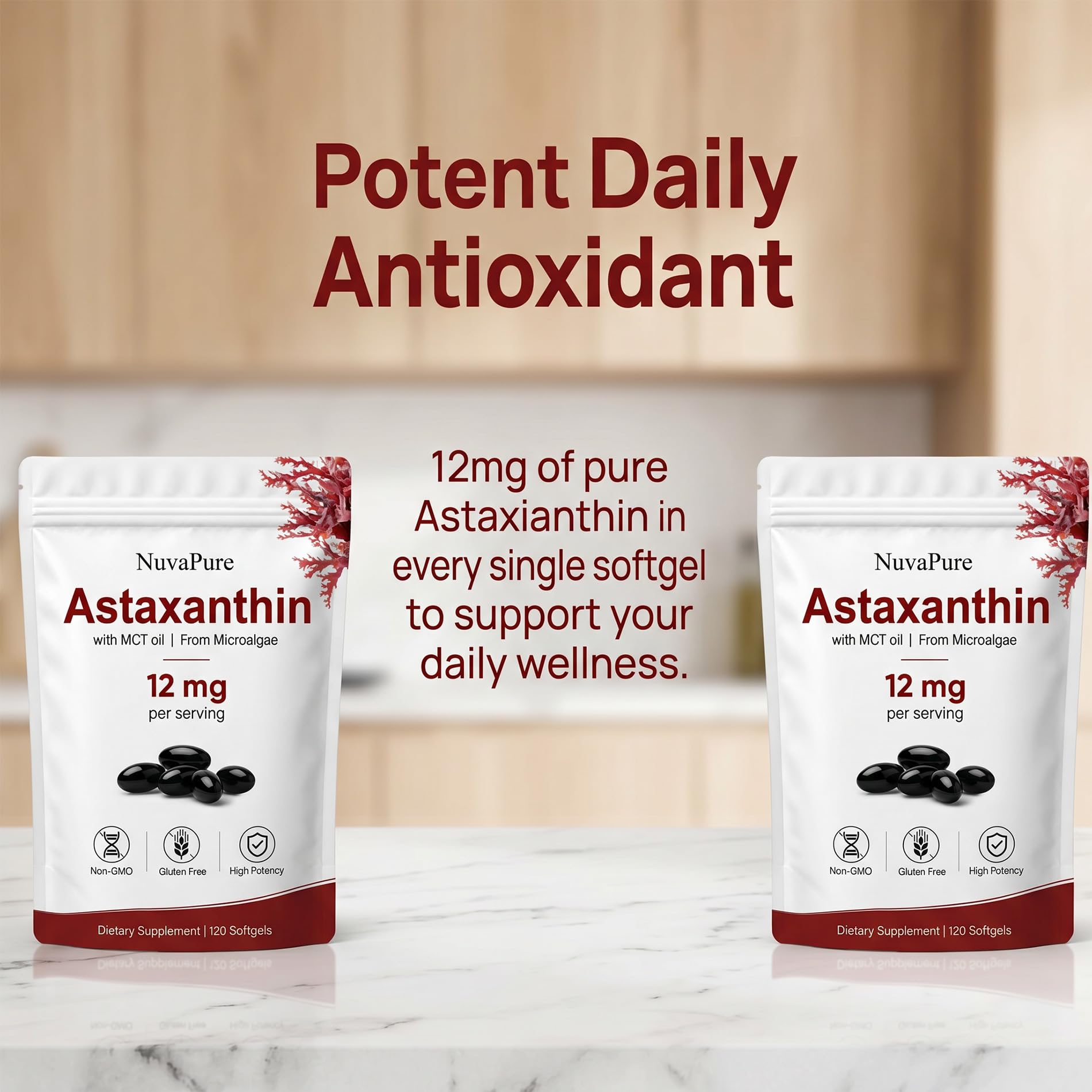 NuvaPure Astaxanthin 12mg with MCT Oil, Natural Astaxanthin from Haematococcus Pluvialis Microalgae, Daily Antioxidant Support Softgels, Non-GMO, Gluten-Free, Soy-Free, 120 Count (1) — Amazon image 7