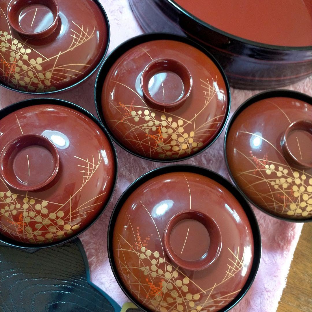 ♥会津漆器　食器セット お寿司 お節 ひつまぶし等の 御椀 汁椀（蓋付き）取皿 Amazon.co.jp: 会津漆器 食器セット お寿司 お節 ひつまぶし等の 御椀