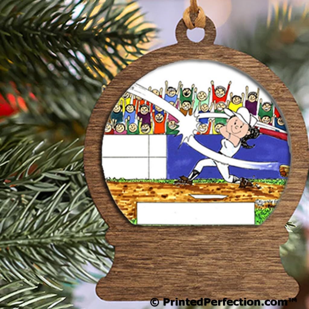 PrintedPerfection.com Personalized Softball Player - Female Wooden Snow Globe Shaped Christmas Ornament