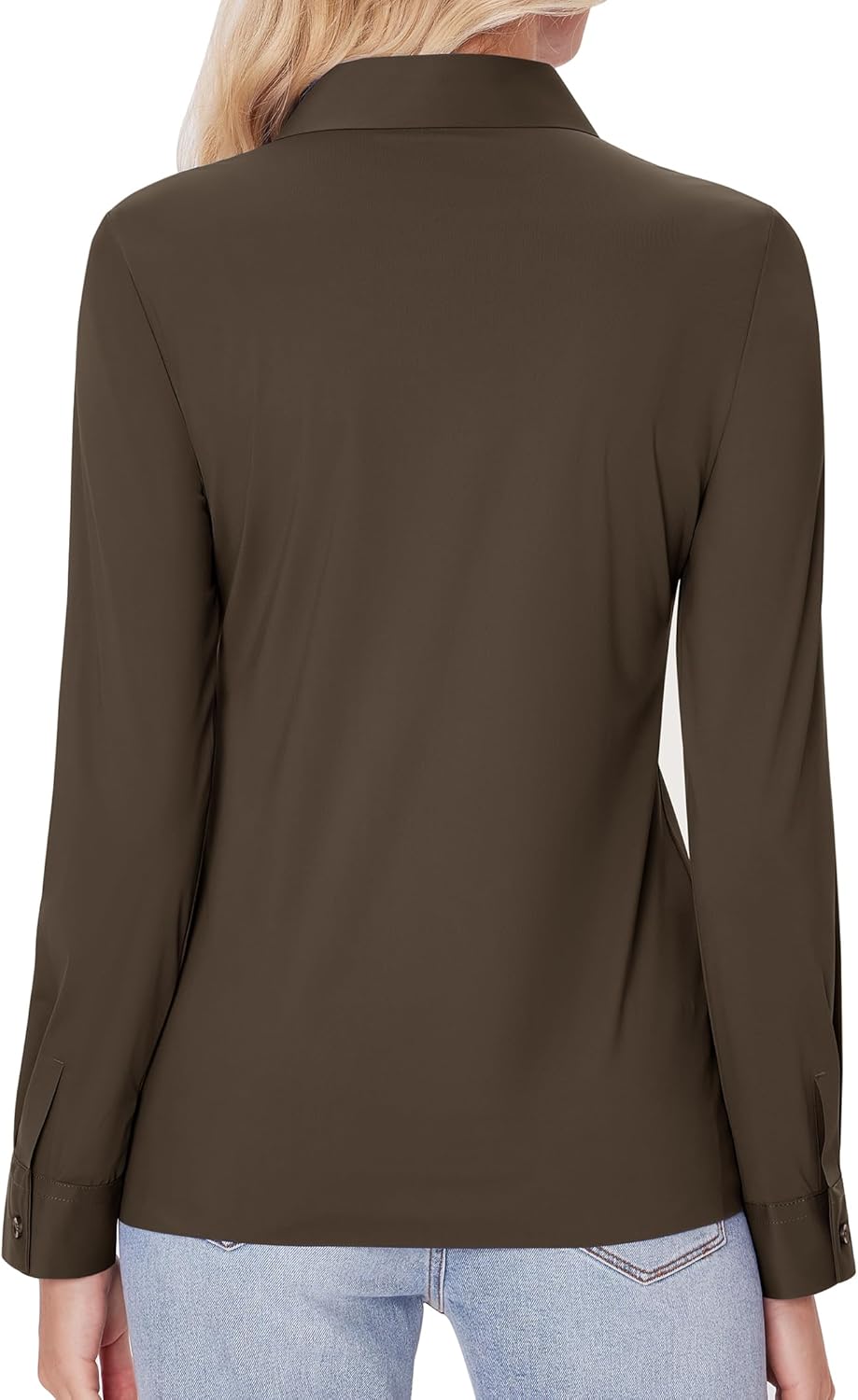 siliteelon Button Down Shirts for Women Slim fit Long Sleeve Stretch Dress Shirts Work Shirt Wrinkle Free Office Blouses - Image 2