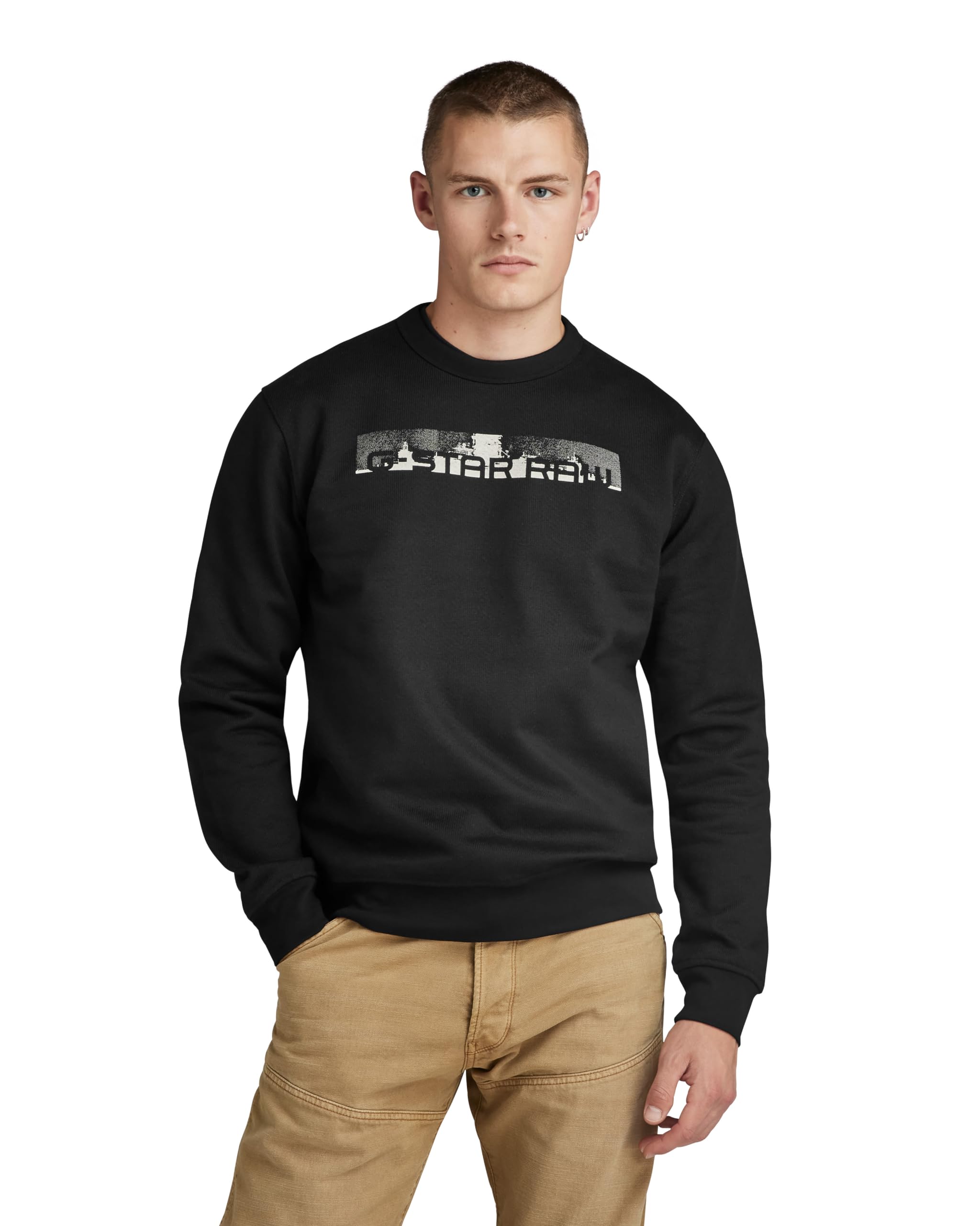 G-Star Men's Flight Deck Back Graphic Sweater, Black (dk black D24371-D557-6484), XS