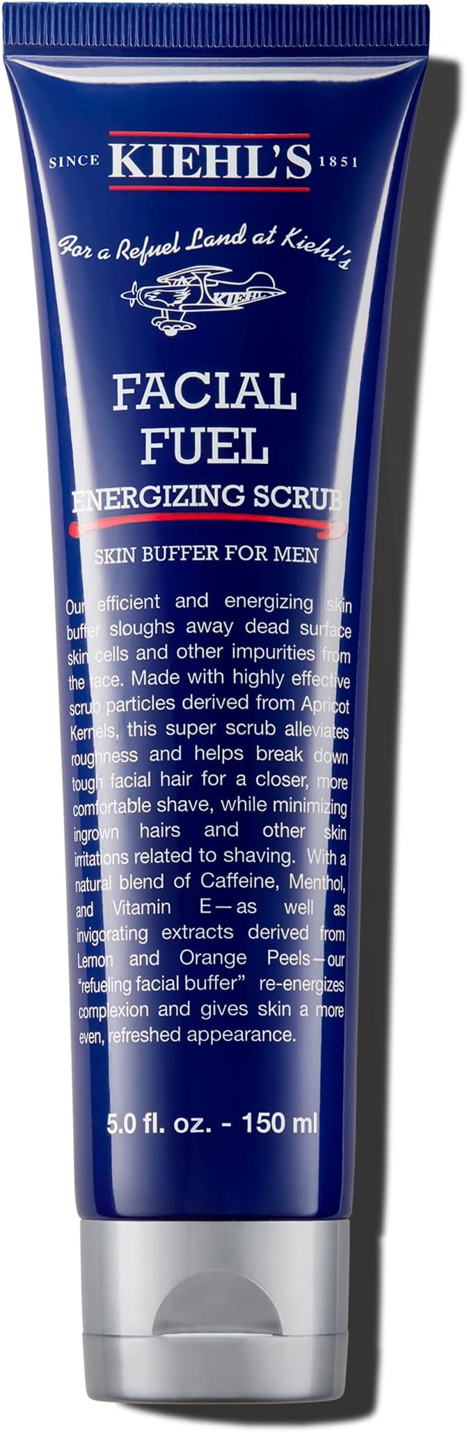 Kiehl's Facial Fuel Exfoliating Face Scrub, Facial Cleanser for Men, Smooths Skin & Removes Dead Skin, Dirt & Oil, Helps Soften Tough Facial Hair, with Caffeine, Menthol, Vitamin E & Citrus Extracts