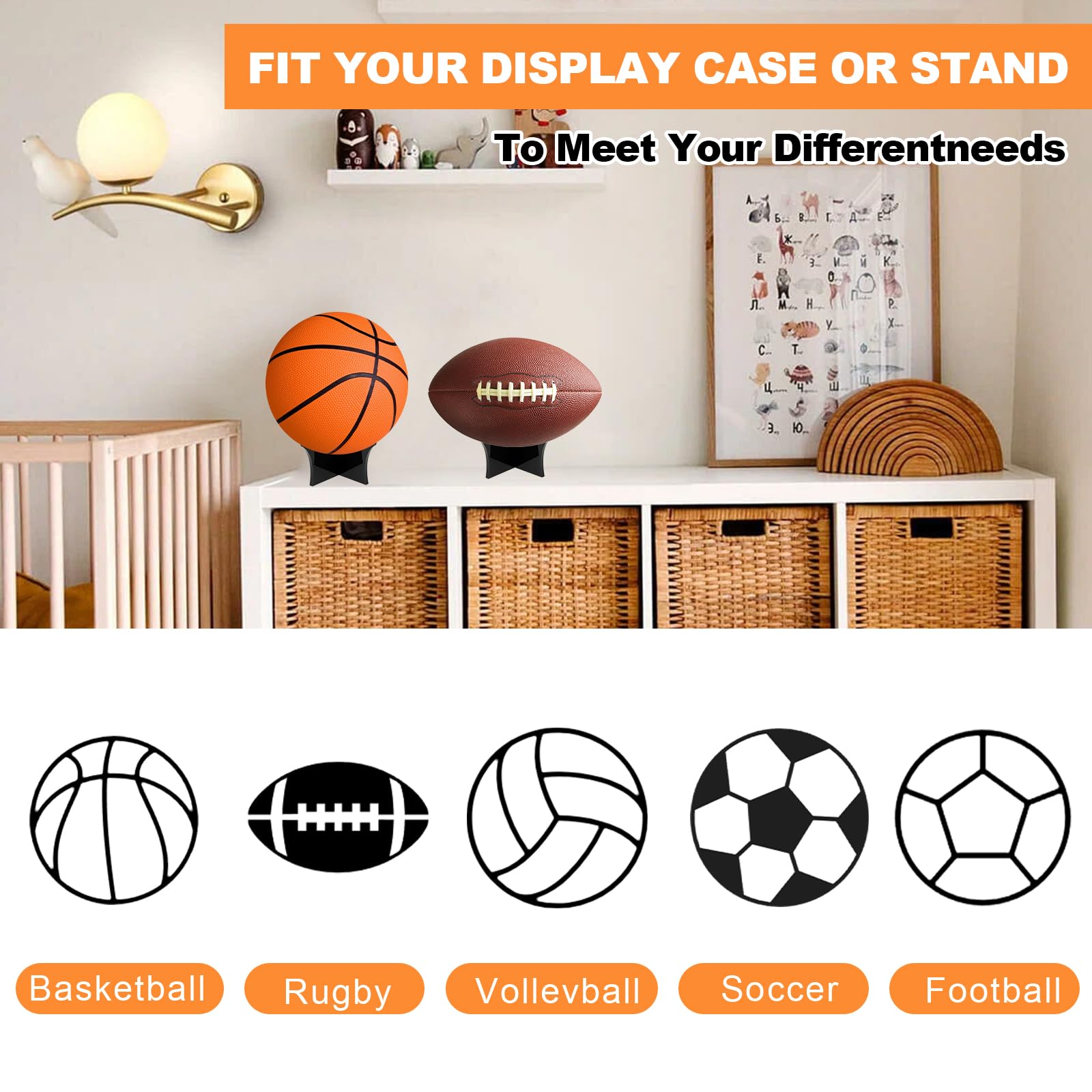 Porta Pallone Calcio Acrilico Espositore Supporto Piede Base