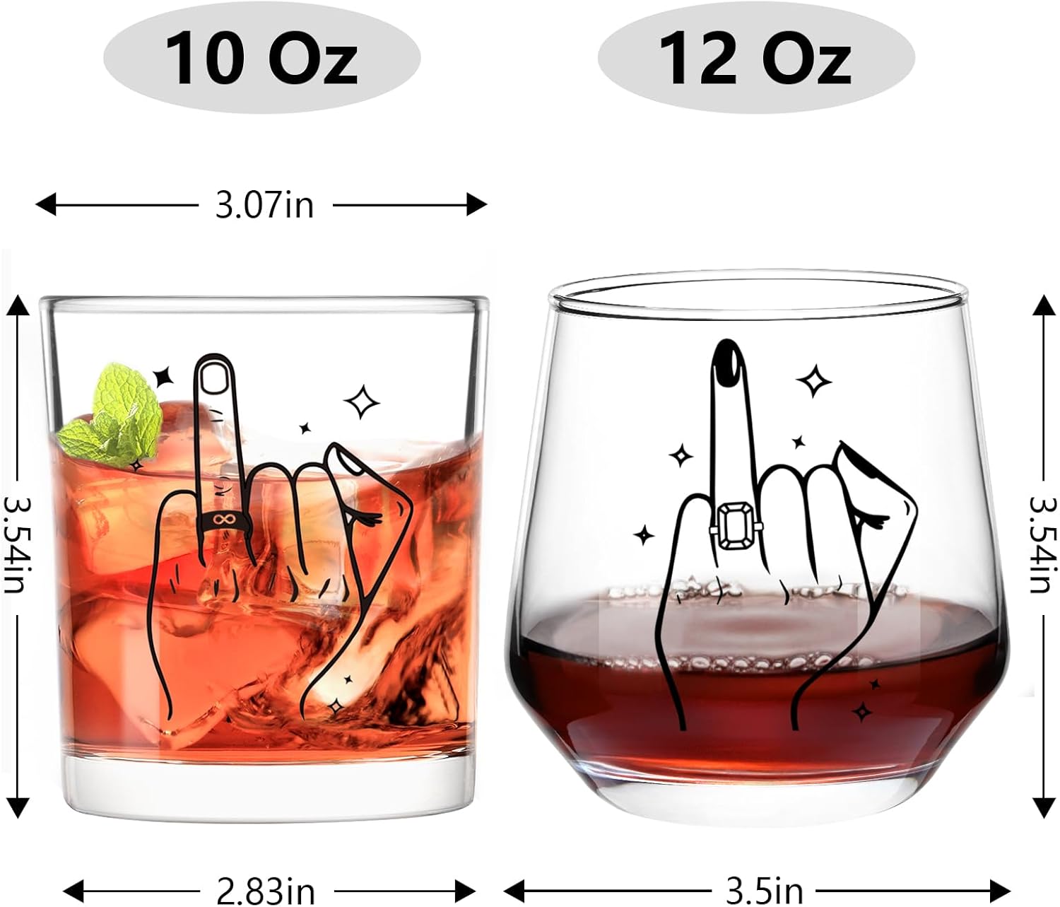 Futtumy Ring Finger Wine Glasses and Whisky Glasses, Wedding Gifts for Couples, Bridal Shower Gifts, Engagement Gift, Bride and Groom Gift, Engagement Present for Couples Mr. Mrs. His Hers - Image 5