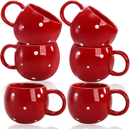 Miniatura 9 de AVLA Paquete de 6 tazas de café de cerámica para fogata, 10 onzas de porcelana especial, bebidas de café caliente con asa, taza creativa de té para