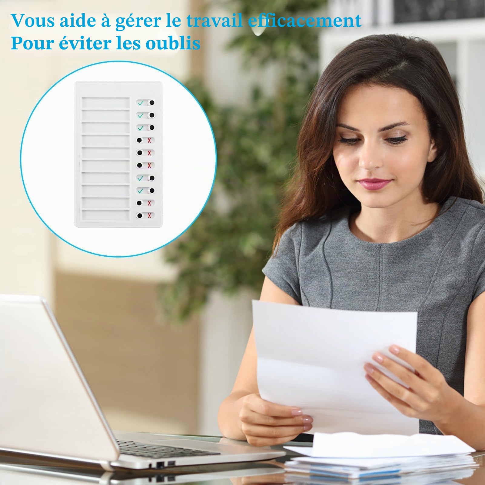 Tableau de mémo en plastique avec liste de contrôle réutilisable amovible et bloc-notes pour planification quotidienne des tâches