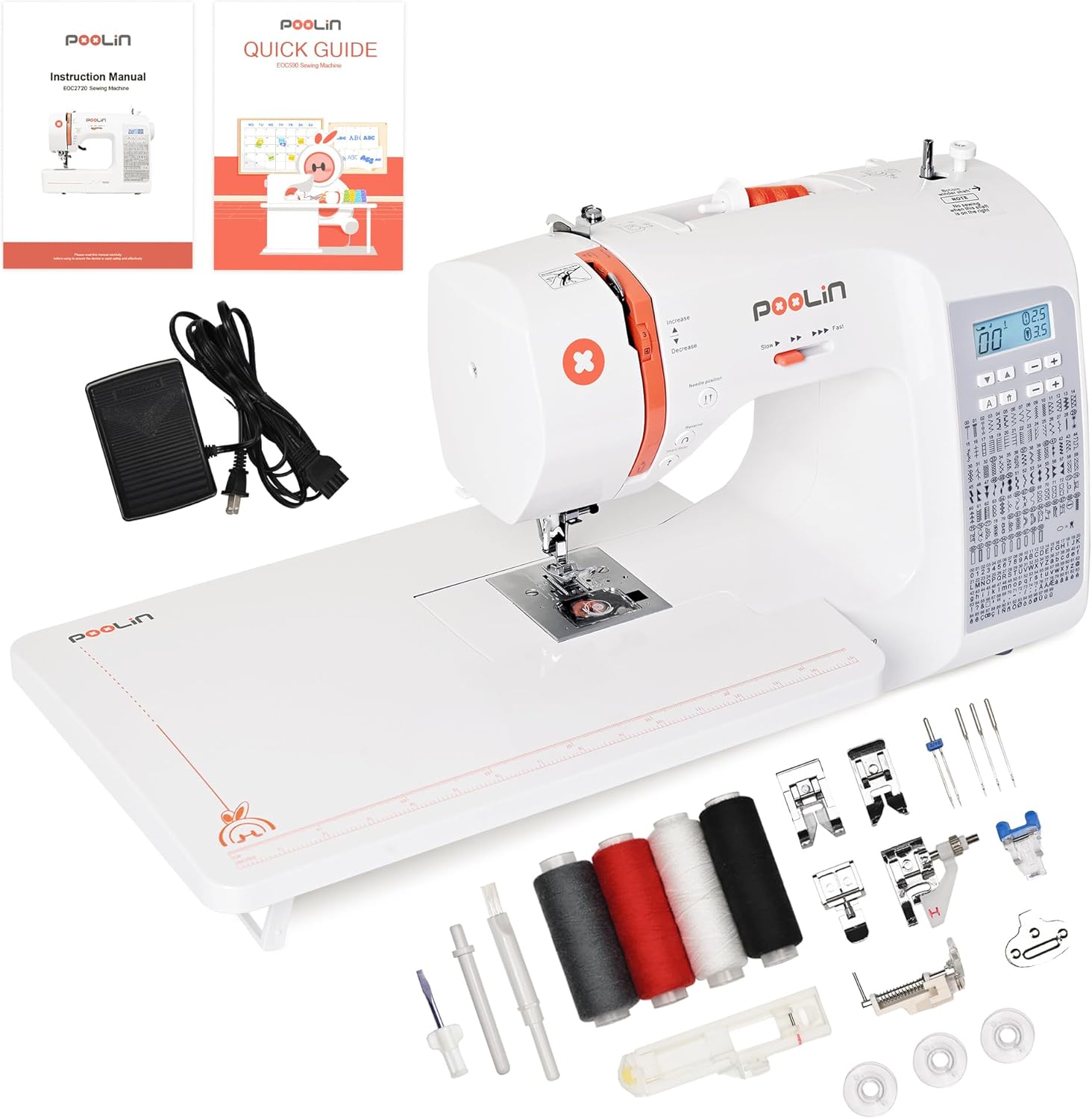 Poolin EOC02 Computerized Sewing Machine with accessories