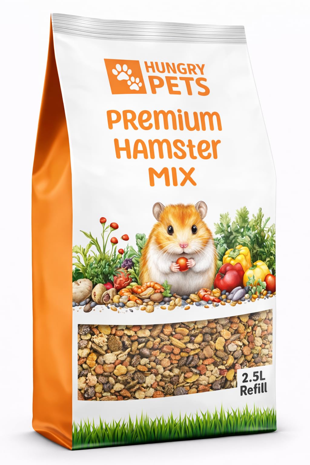 Hungry Pets Hamster Food Mix, 2.5L Refill Bag
