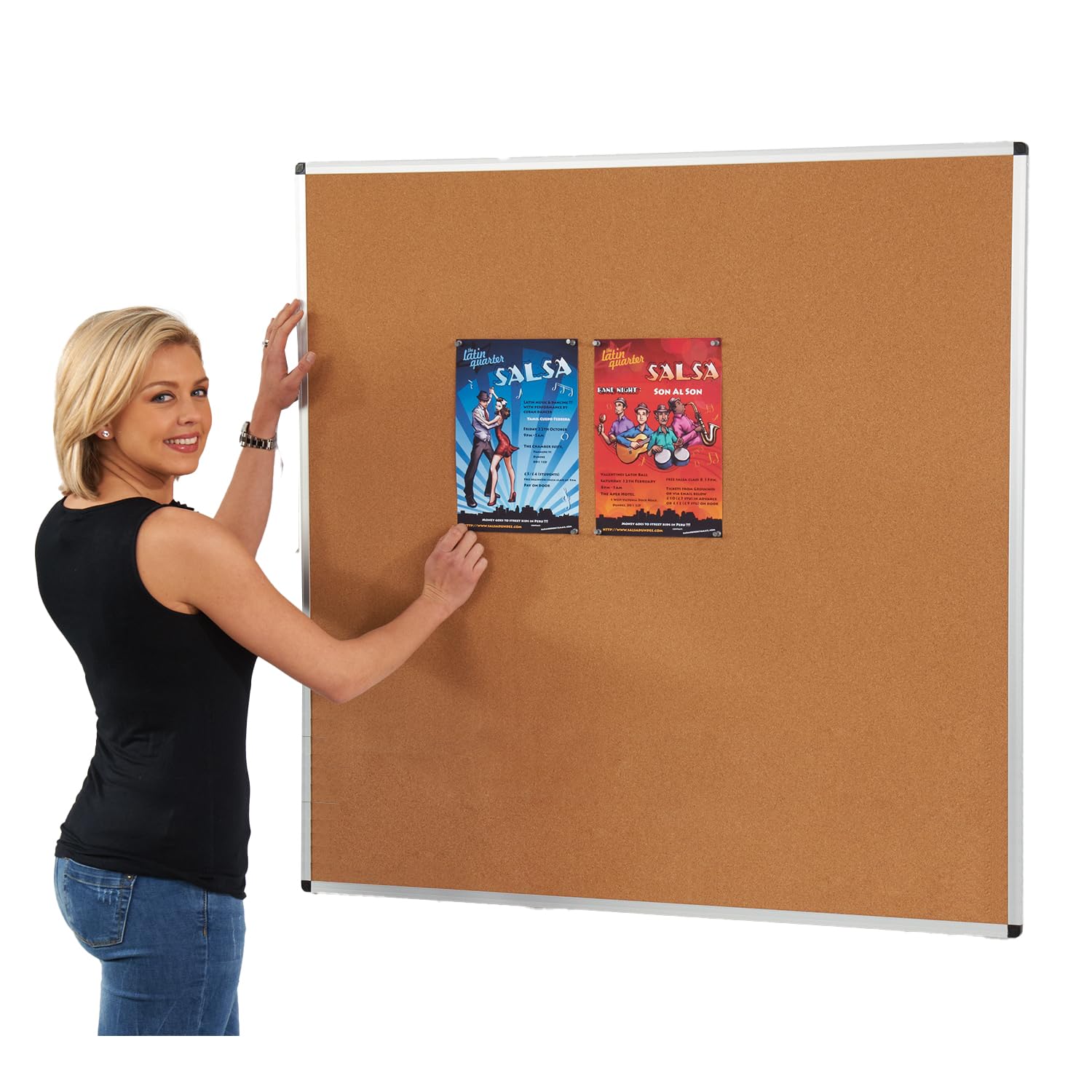 Wonderwall Aluminium Frame Cork Noticeboard, 120 x 120 cm, Wall Mounted, Pinnable Display Board, Ideal for Office, Reception, School