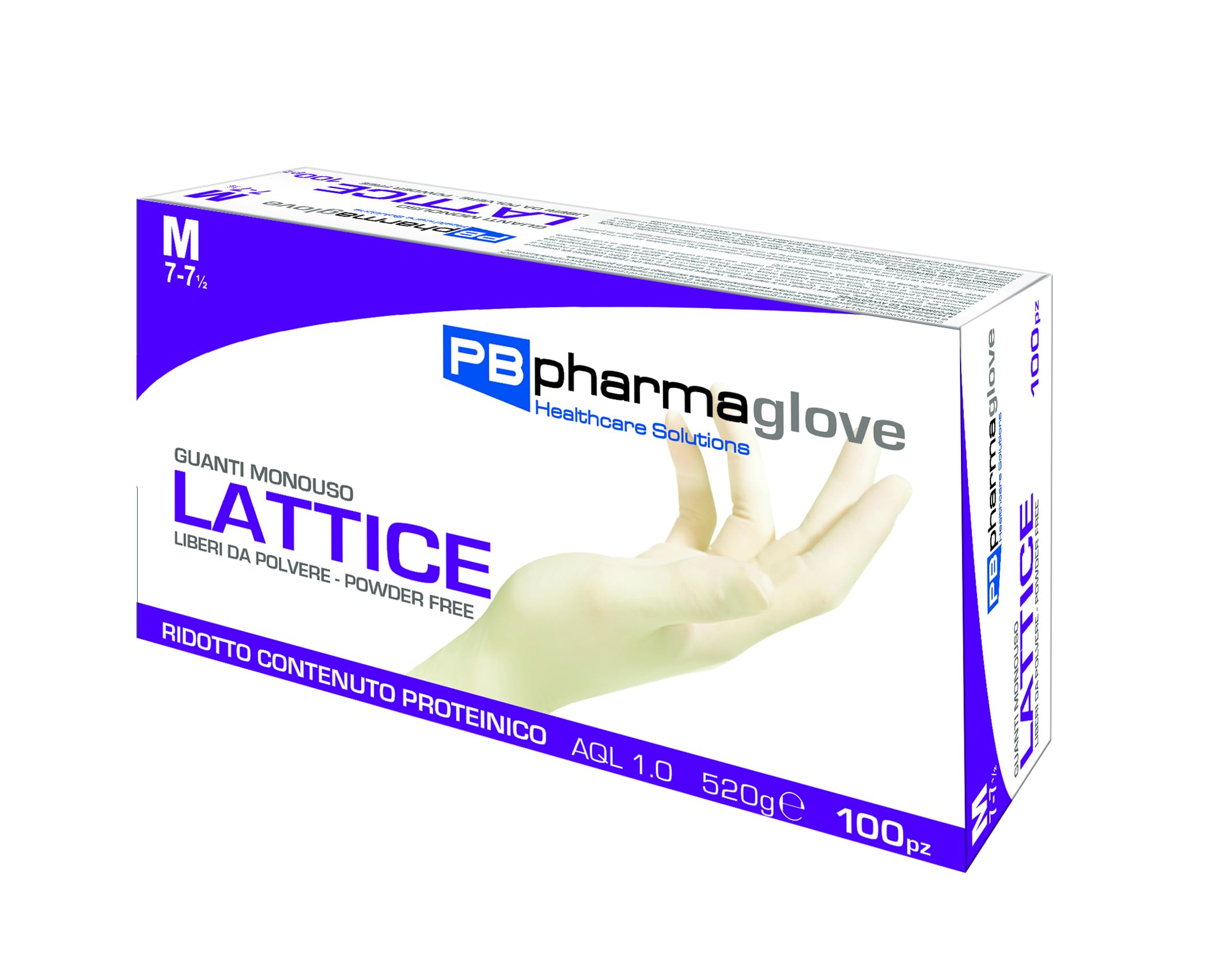 Guanti Monouso in Lattice, Protezione Multiuso per Usi Alimentari, Domestici e Professionali, Lattice di Gomma Naturale, Bianco M 7-7½ - 1000 pz