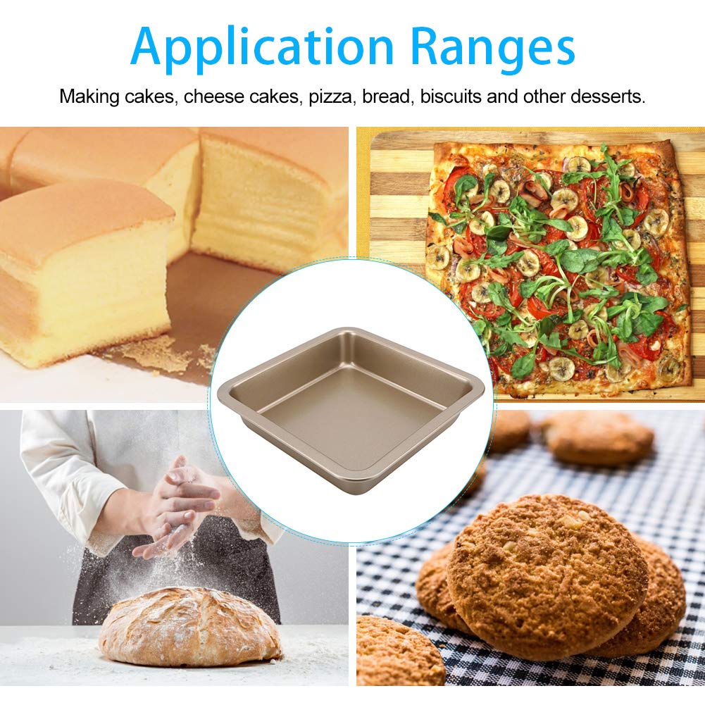 SIXRUN Confezione da 2 Stampi per Torte in Acciaio Al Carbonio, Antiaderenti, 22,5 X 22,5 X 4,6 Cm, per Cheesecake, Pizza, Pane, Cottura in Casa, Panetteria, Pasticceria, Negozio di Dolci (#2)