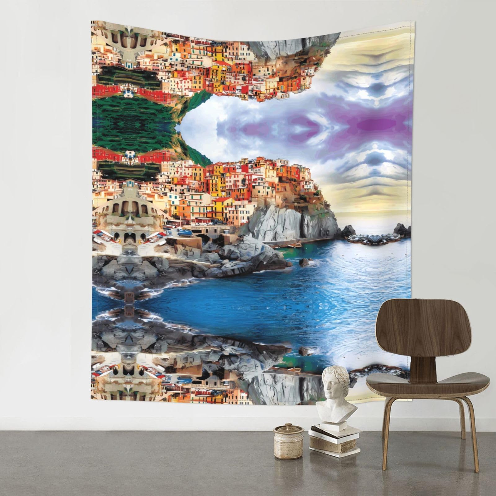 YYHWHJDE Cinque Terre scenery Prints Wall Tapestry 60x51in - High-Grade Polyester Throw Blanket for Bedroom, Dorm, Beach & Picnic Decor