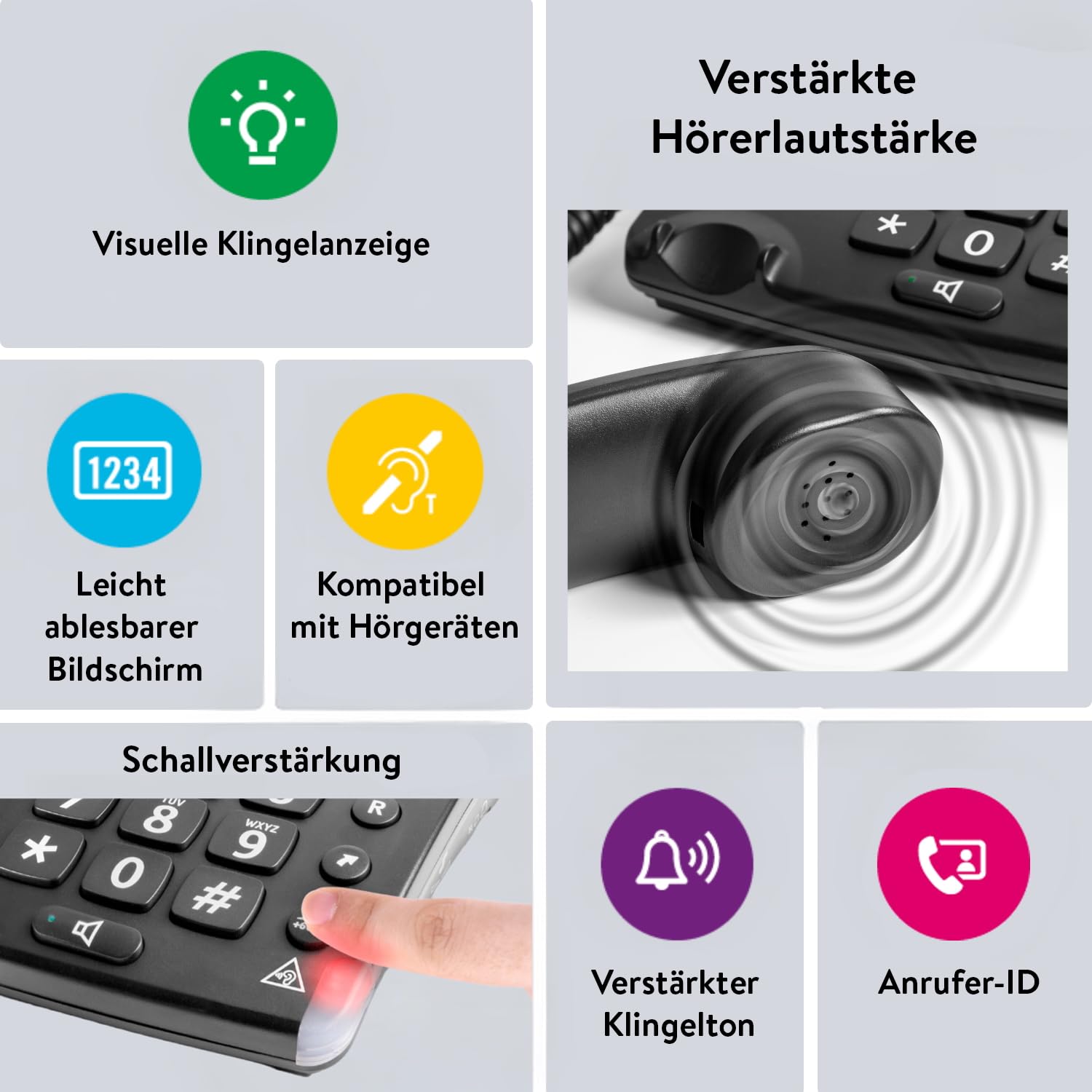 Doro Magna 4000 Schnurgebundenes Großtastentelefon mit großem hintergrundbeleuchtetem Display 6377 Schwarz