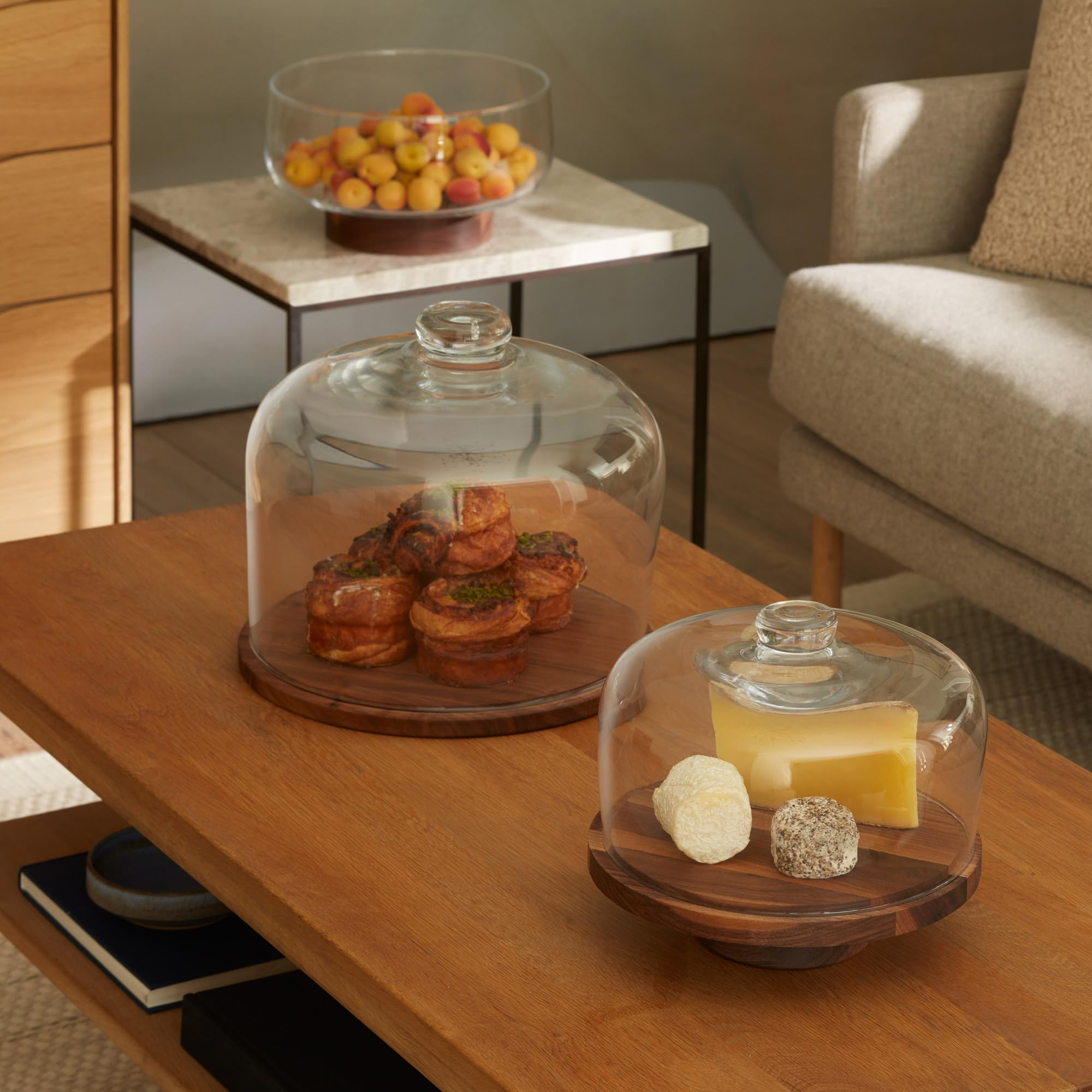 【Glass-roots】L.S.A dome Lotta Cheese/Pastry Glass Dome and Ash Base | LSA