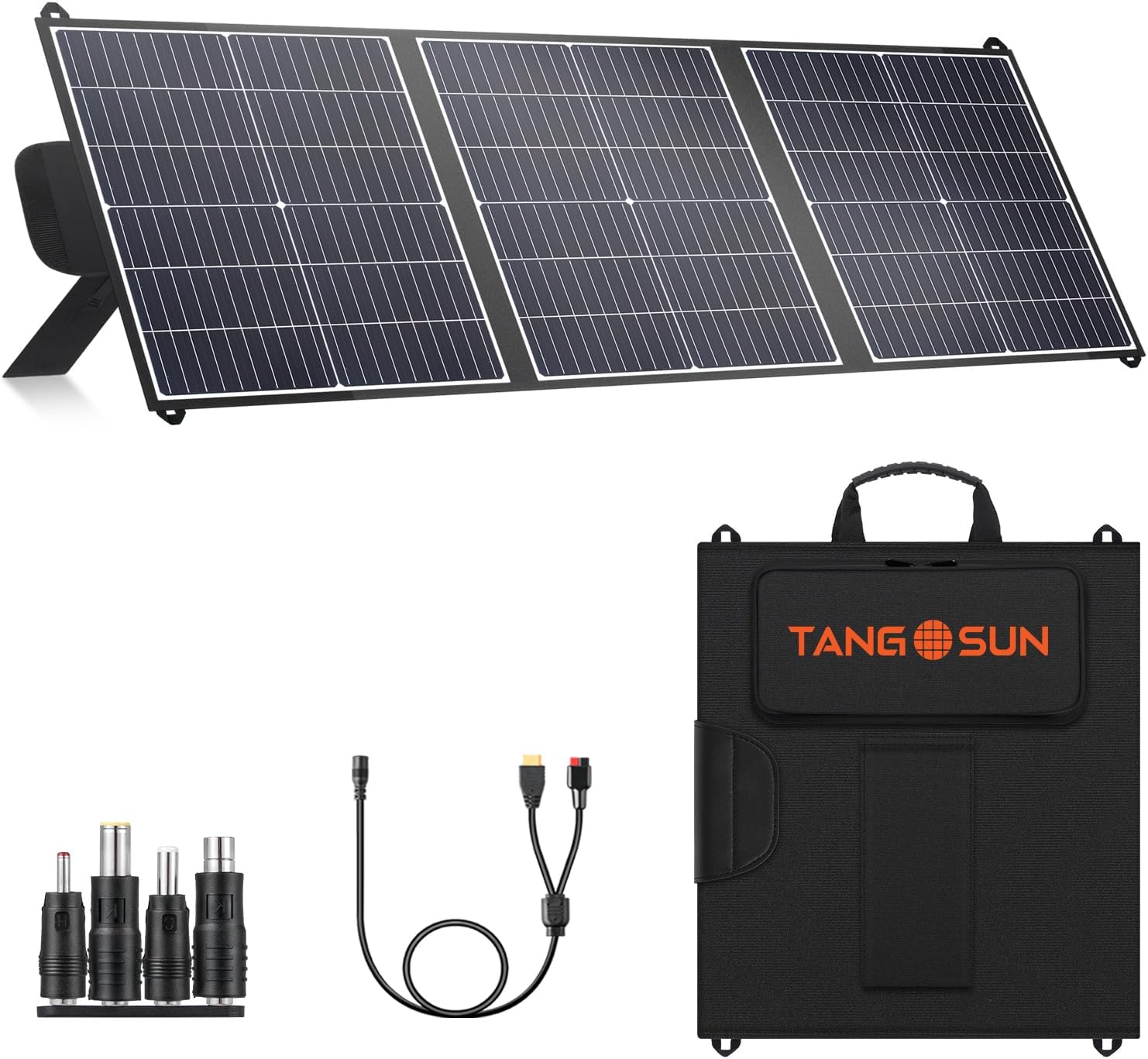 100W Portable Solar Panel, 20V Foldable Charger with USB-A QC3.0 and Type-C PD45W. Lightweight Design for Outdoor Camping, RV Trips and Hiking, powering Mobile Phones and Energy Storage Devices