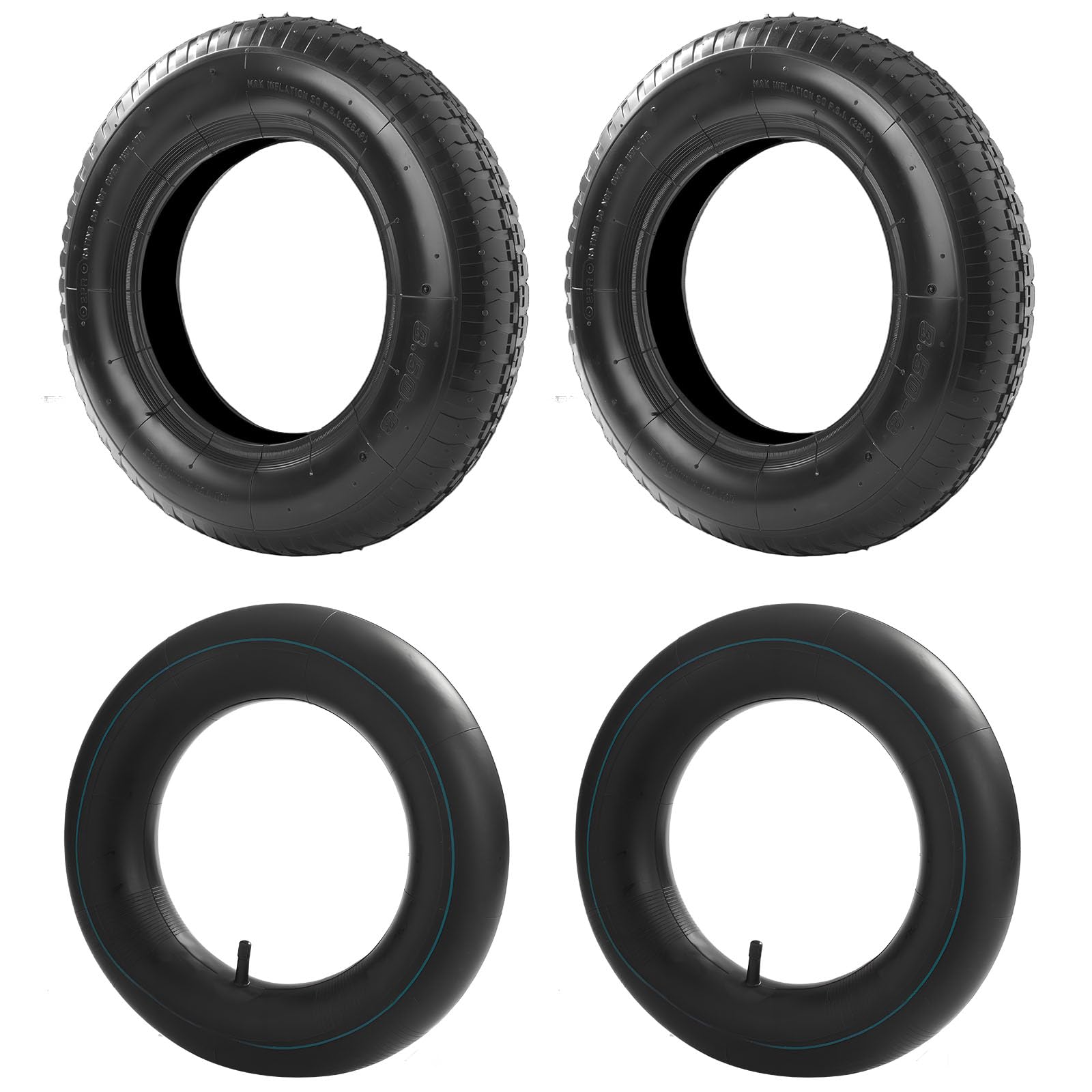 CROWNSHOP 4Pcs 3.5-8 tyre and tube Wheelbarrows Inner Tube for Wheelbarrows Bent Valve fits Sack Barrow Wheelbarrow Tire Replacement Inner Tubes (4PCS 3.5-8)
