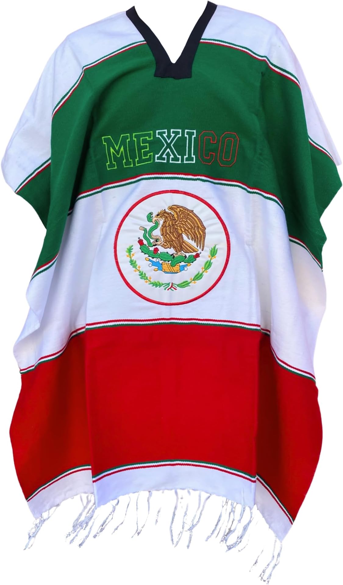 Woven Mexican Flag Soccer Poncho, Authentically Made in Mexico, Lightweight Unisex Football Tournament Apparel
