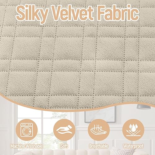 Miniatura 6 de Funda impermeable en forma de L para sofá seccional, funda acolchada de terciopelo para sofá esquinero, en forma de L, protector de muebles con