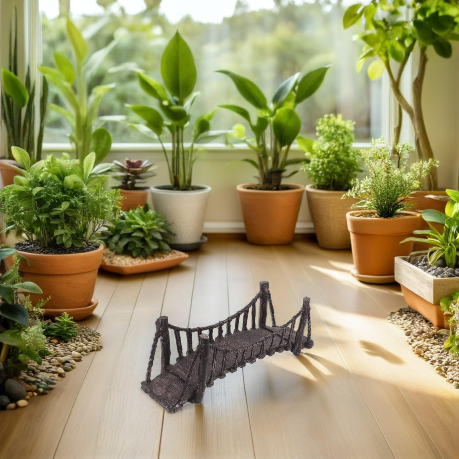 5 Pièces Mini Pont Suspendu Résine pour Jardin de Fées Accessoires Résistants à Eau pour Décoration Aquarium et Micro Paysage