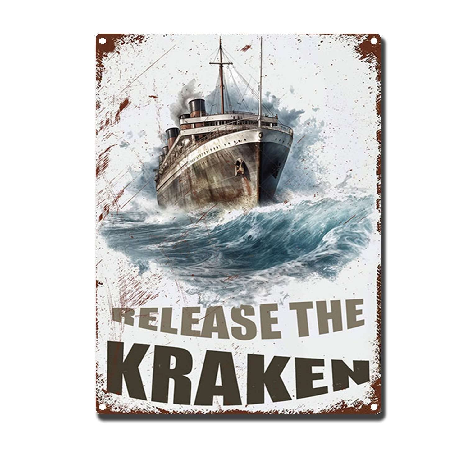 HYCLAM Vintagemetal SignRelease The Kraken The Kitchen Sign Retro Funny Art Decorative Iron Picture 12x16inch-Tin Sign