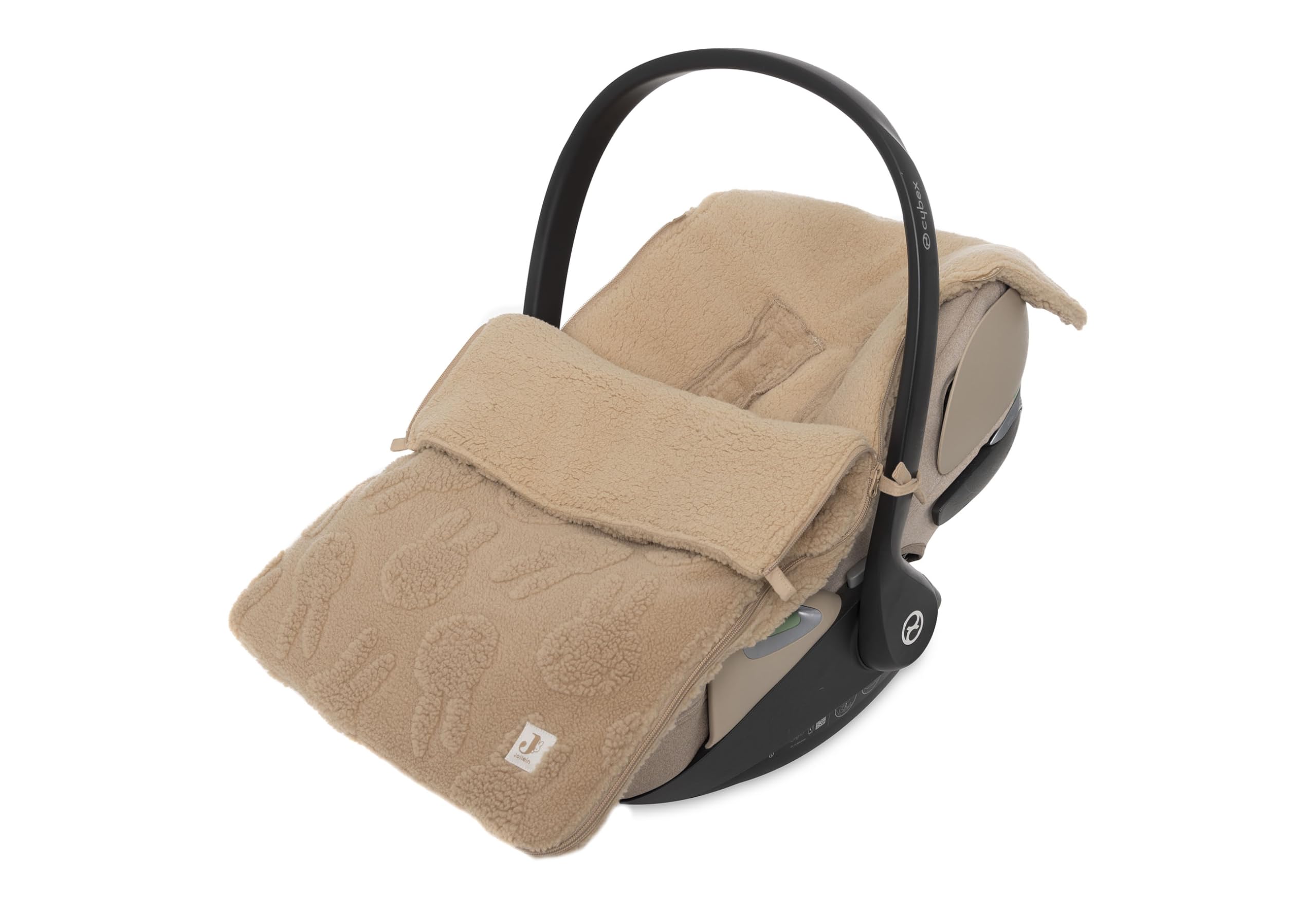 Jollein Footmuff Miffy Jacquard Teddy – Biscuit – for Infant Car Seat Group 0+ and Stroller – for 3-Point and 5-Point Harness – Jacquard Knit with Teddy Lining