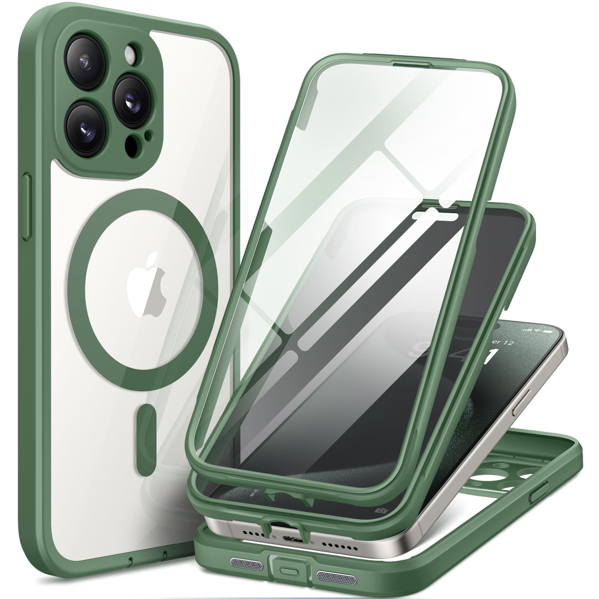 TIESZEN for iPhone 15 Pro Max Case, Compatible with MagSafe, Built-in Privacy Screen Protector and Camera Protection