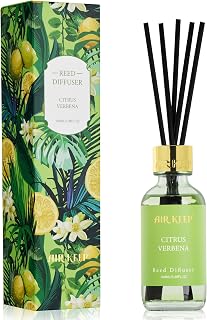 Airkeep Reed Diffuser Set, 3.38 fl oz (100 ml) - Cirtus Verbena Oil Diffusers with 8 Reed Sticks, Home Fragrance Reed Diffuser for Bathroom Shelf Decor